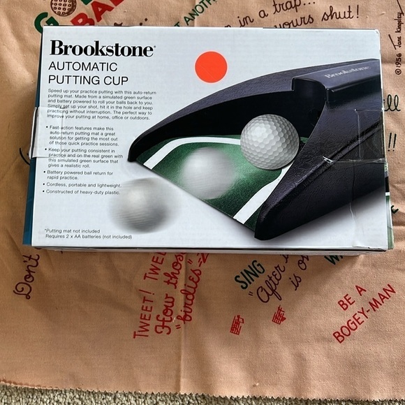 Golfer’s Lot: Brookstone Automatic Putting Cup, Practice Balls, Funny Golf Towel - Picture 6 of 9